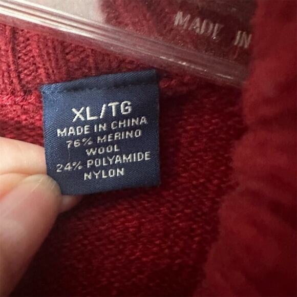Tommy Bahama Marino Wool Sweater Men’s Sz XL Red High Neck Pullover 1/4 Zip - Picture 4 of 13